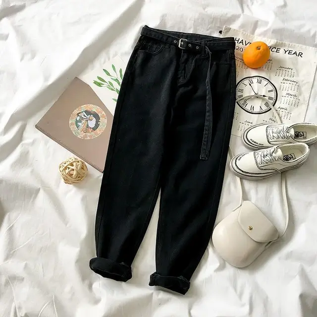 Fashionable Retro Niche Trendy Air Sense Woven Jeans Women Black - Shop at LoveMi