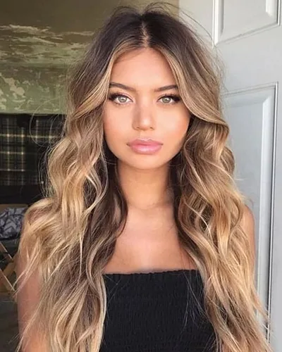 Chemical Fiber Gradient Golden Long Curly Hair Picture Color1 - Shop at LoveMi