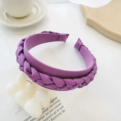 Solid Color Fabric Braided Braid Hair Accessories Headband Purple - Shop at LoveMi