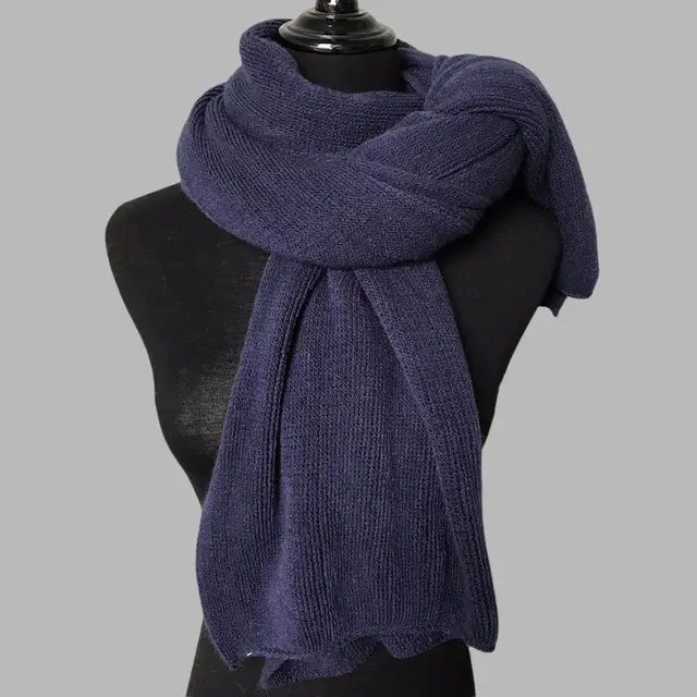 Ladies Scarf Warm Winter Solid Color Cashmere Navy - Shop at LoveMi