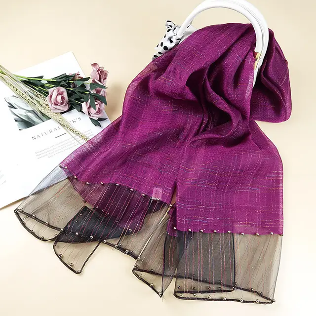 Small Fragrance Elegant Sunscreen Shawl Silk Scarf Dragon Fruit Color - Shop at LoveMi