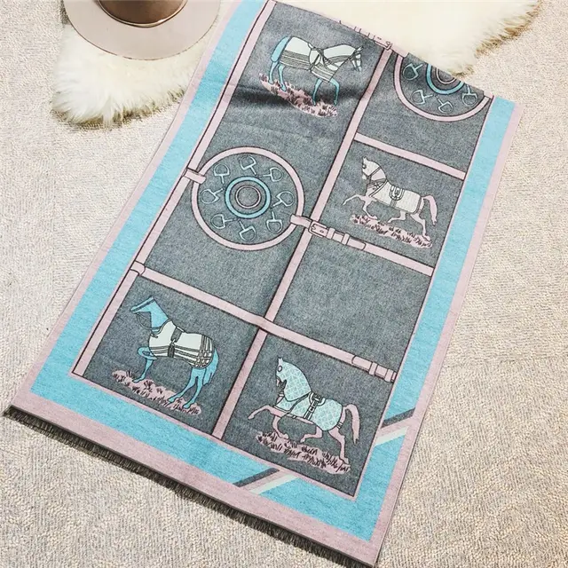 Carriage Scarf Cashmere Blended Thickened Warmth Ladies Dual use Shawl Women Blue - Shop at LoveMi
