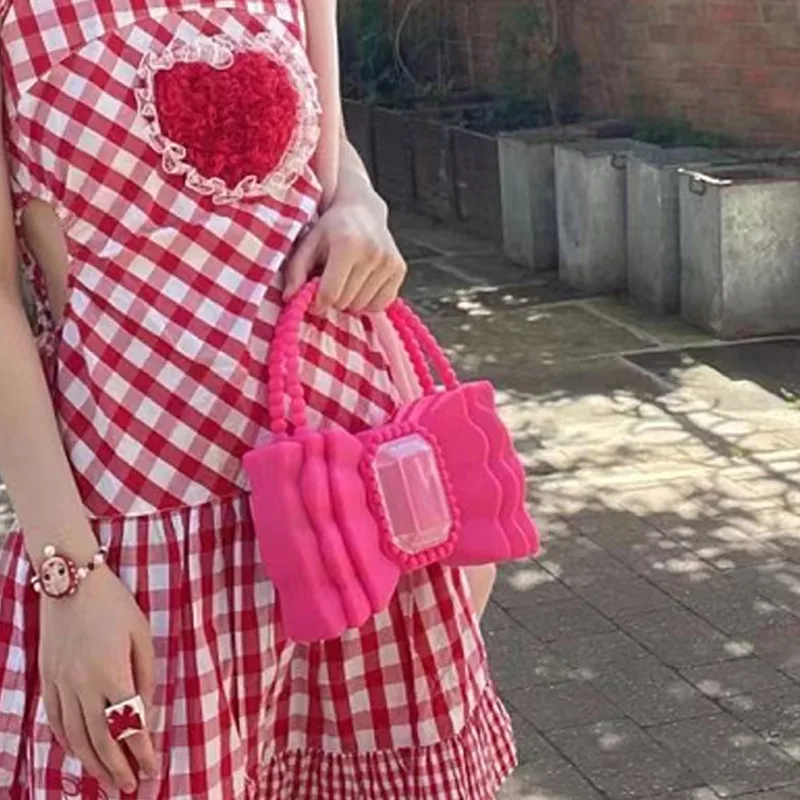 All-match Bow Princess Style Jelly Sweet Tote Bag - Rose