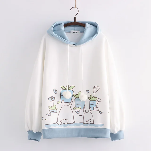 Junior High And Junior High School Students Plus Velvet Thick Sweater Light Blue - Shop at LoveMi