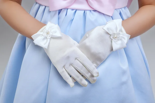 Flower Girl Long Gloves Children's Gloves Girls Bowknot Dress Gloves Beige - Shop at LoveMi