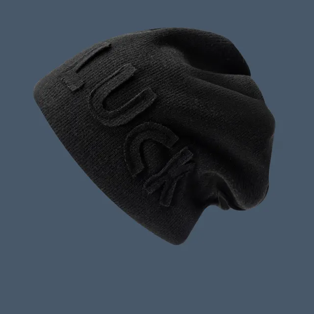 Show Face Small Letter Cold Hat Female Wild Ear Protection Toe Black - Shop at LoveMi