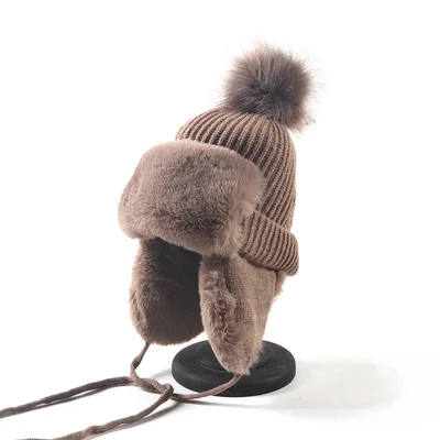 Women's Winter Woolen Knitted Lei Feng Hat Khaki - Shop at LoveMi