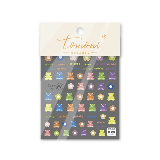 Simple And Cute 5D Adhesive Embossed Nail Stickers 606Style - Shop at LoveMi