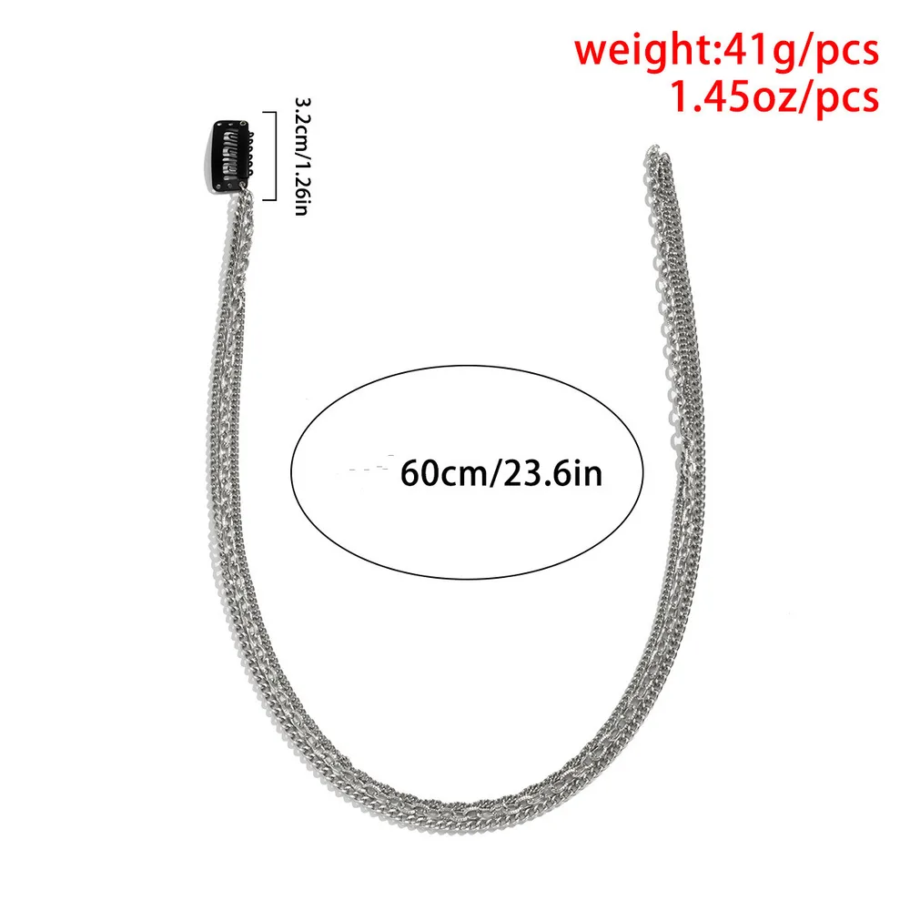 Trendy Street Shooting Geometric Metal Chain Side Clip Hairband Silver - Shop at LoveMi