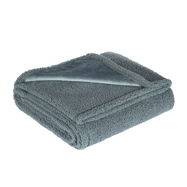 Flannel Cotton Wool Sherpa Thick Pet Blanket Dog Kennel Grey - Shop at LoveMi