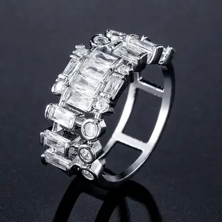 Emerald Gold-plated Hollow Ring Setting - Platinum Plated