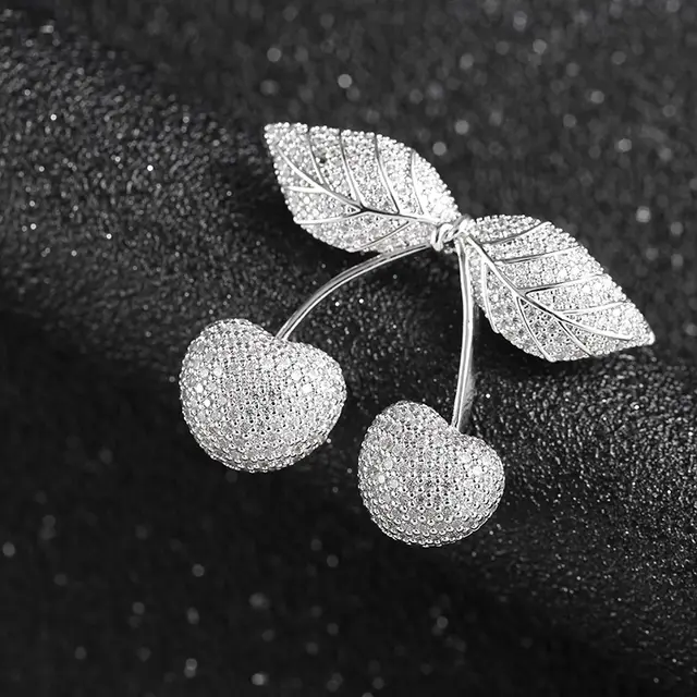 Women's Fruit Pin Cherries Temperament Brooch Silver - Shop at LoveMi