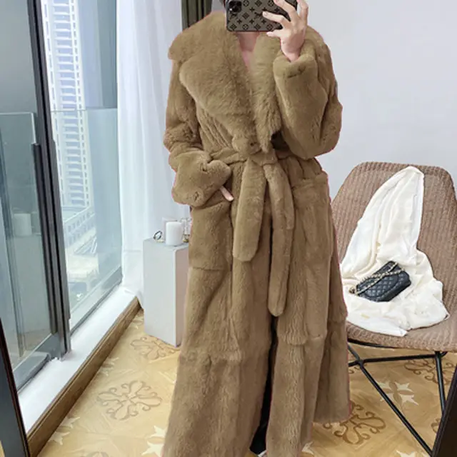 Faux Fur Coat Women's Mid length Coat Europe And America Khaki - Shop at LoveMi