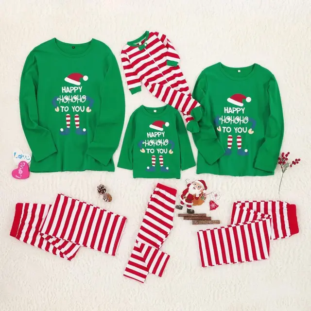 Homewear Pajamas Set Christmas Doll Print Green - Shop at LoveMi