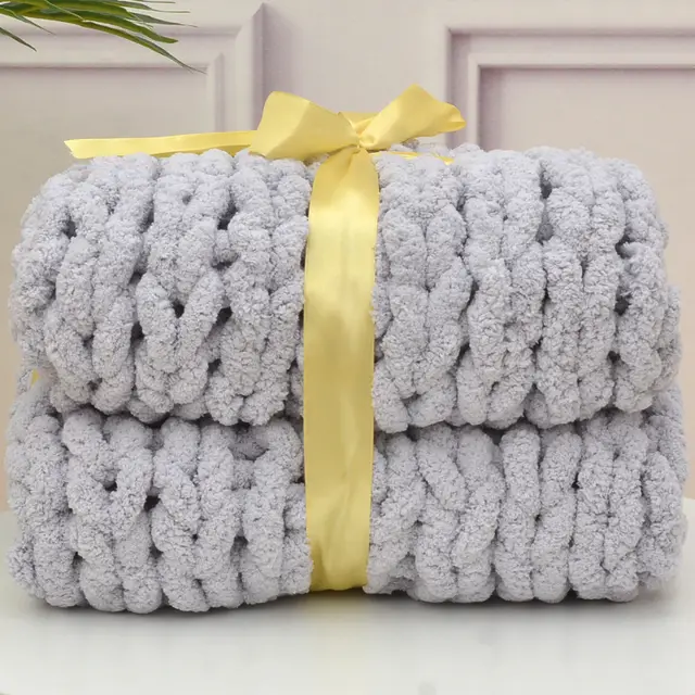 Handmade Thick Wool Woven Blanket Sofa Light Grey - Shop at LoveMi