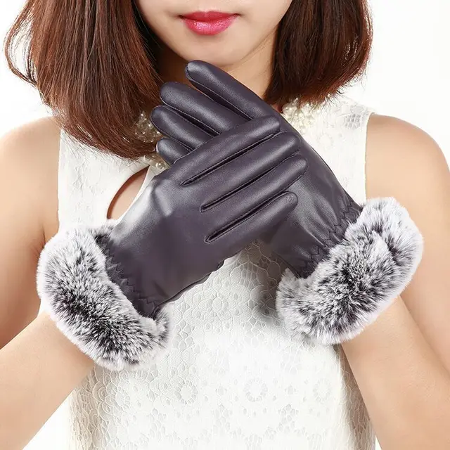 Ladies Plus Velvet Thick Warmth Touch Screen Gloves Purple - Shop at LoveMi