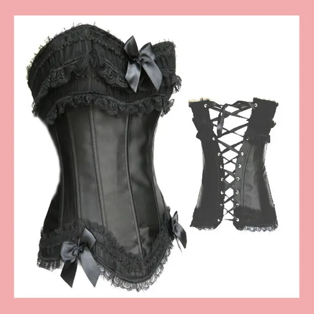 Gothic Vintage Red Corset Outer Wear Gathered Chest Support Waistband Black - Shop at LoveMi