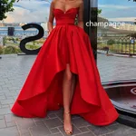 Ladies Evening Dress Sexy Tube Top Satin - Champagne