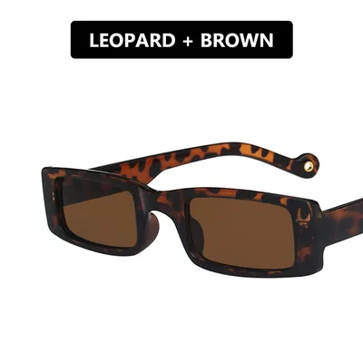 Personalized Small frame Square Sunglasses With Concave Shape Leopard Tea - Shop at LoveMi