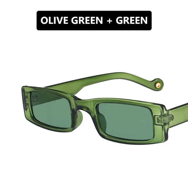 Personalized Small frame Square Sunglasses With Concave Shape Olive Green - Shop at LoveMi