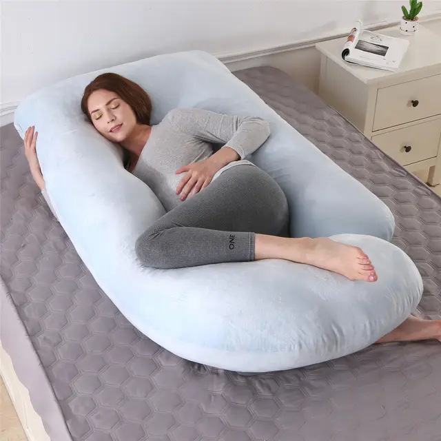 Pillow Lying On The Side With Detachable Crystal Velvet G shaped Waist Pillow - Shop at LoveMi