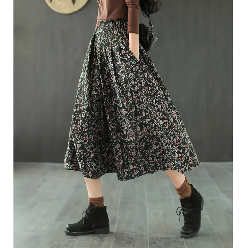 All match Elastic Waist A line Midi Skirt Black - Shop at LoveMi