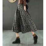 All-match Elastic Waist A-line Midi Skirt - Black