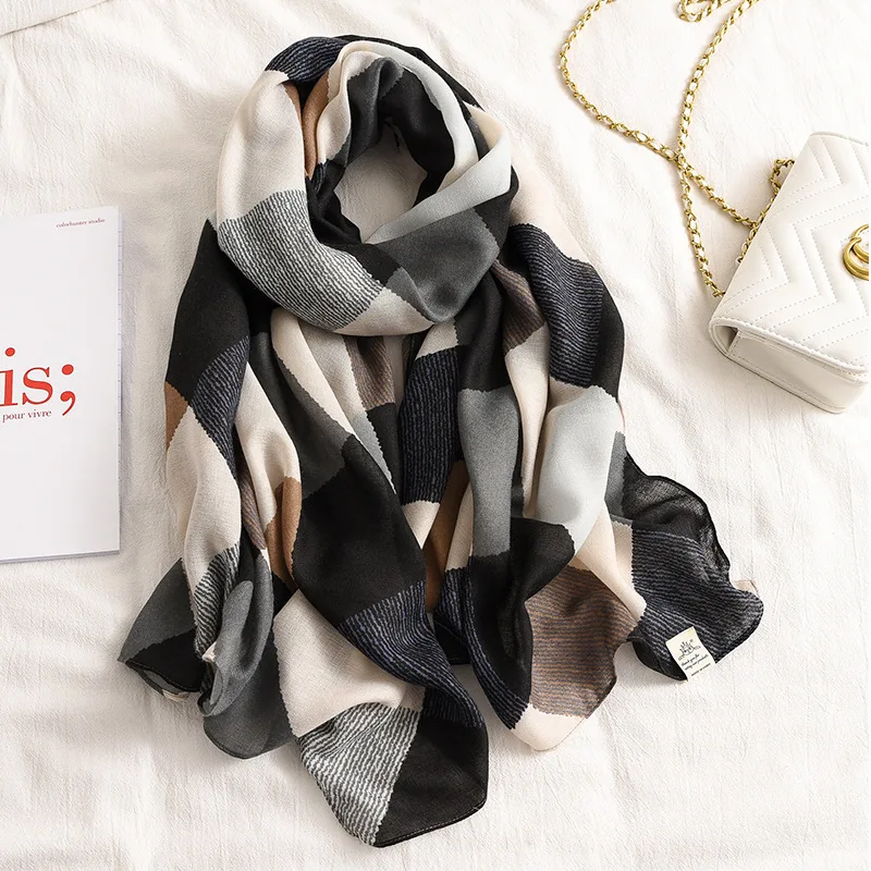 Scarf Female Autumn And Winter Travel Decoration Thin Cotton And Linen Long Shawl - Dark Grey