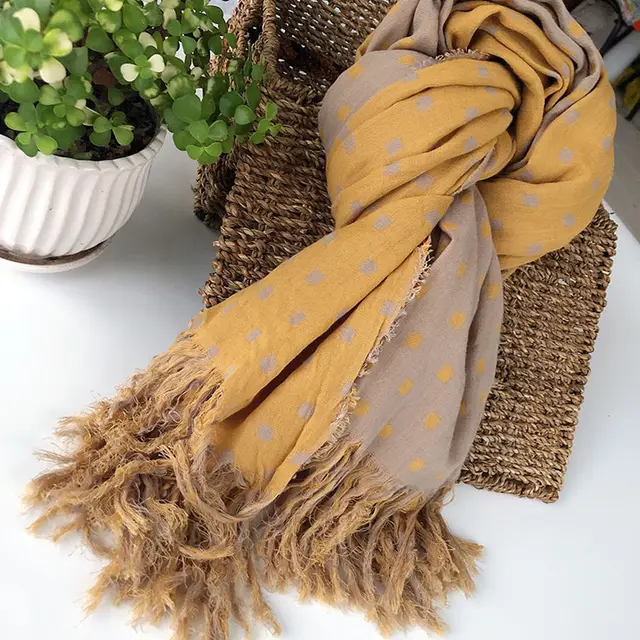 Japanese Winter Cotton Warm Scarf Double layer Plaid Thickening Yellow - Shop at LoveMi
