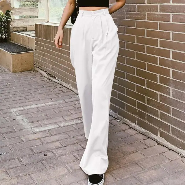 Women's Wide Leg Pants Long Pantalon Female White - Shop at LoveMi