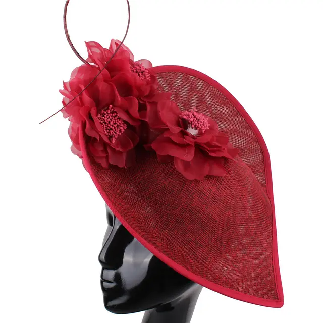 Accessories Feather Headdress Banquet Net Yarn Hair Accessories Photo Hat Wine Red - Shop at LoveMi