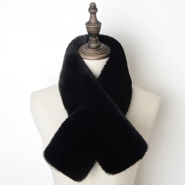 Thicken Warm New Cross Bib Fur Collar Shawl Black - Shop at LoveMi