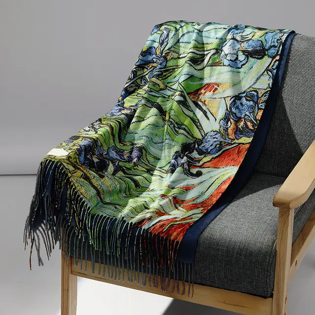 Shawl Fringed Long Scarf Thickened Warm Scarf Iris - Shop at LoveMi