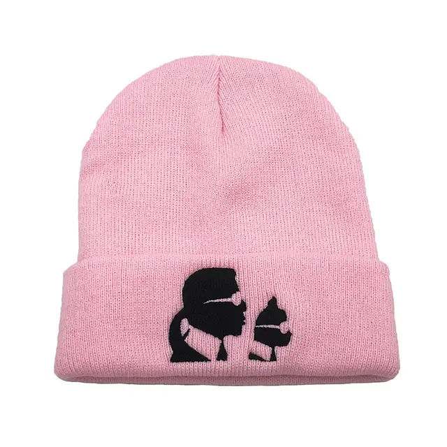 Embroidered Autumn And Winter Warm Knitted Woolen Hat Pink - Shop at LoveMi