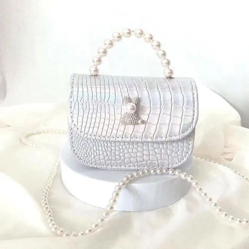 Rhinestone Rabbit Cute Girl Bag Pearl Portable Can Be Diagonal Silver - Shop at LoveMi