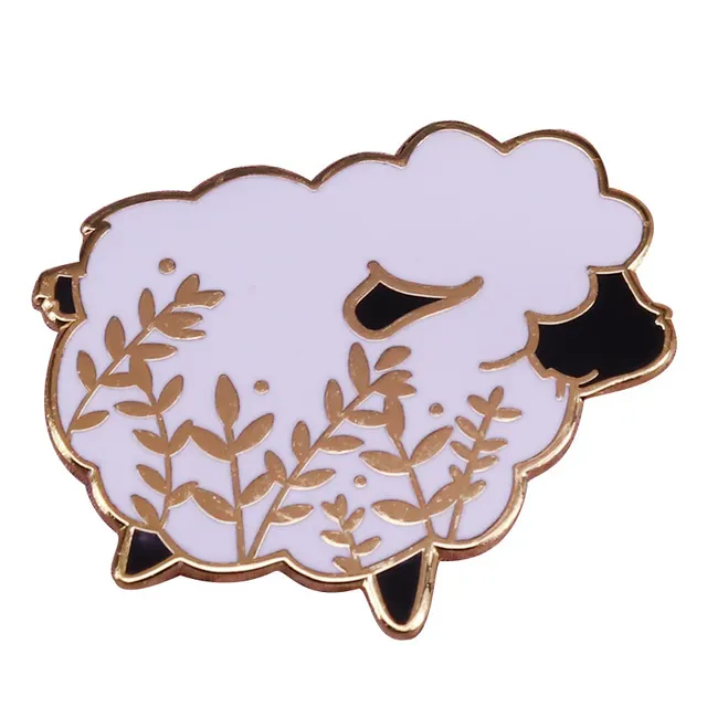 Creative Cute Sheep Brooch Floral Art Badge Gold - Shop at LoveMi