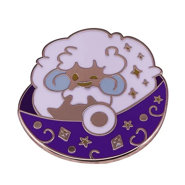 Creative Cute Sheep Brooch Floral Art Badge Purple - Shop at LoveMi