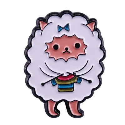 Creative Cute Sheep Brooch Floral Art Badge White - Shop at LoveMi
