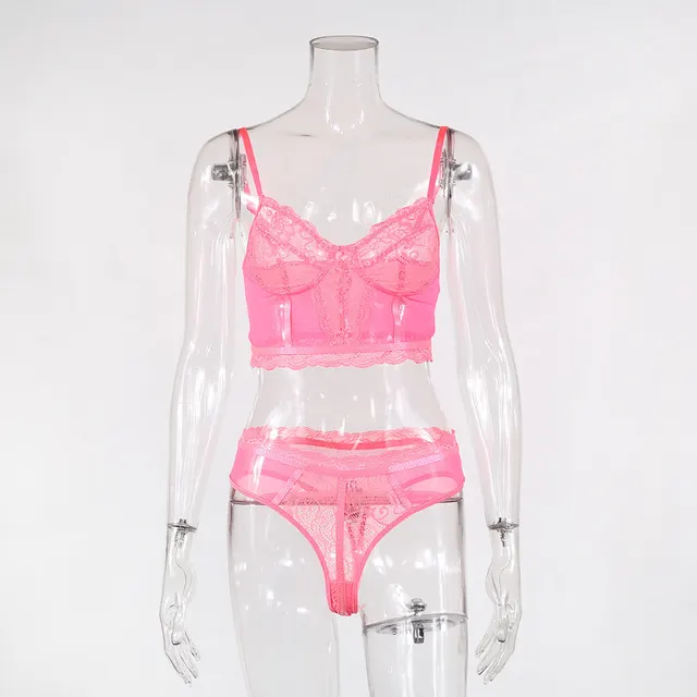 Lace Perspective Two piece Underwear Set Pink - Shop at LoveMi