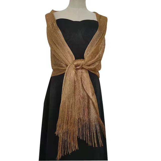 Lurex Flat Towel Bridal Prom Wedding Party Evening Dress Shawl Gold - Shop at LoveMi
