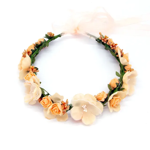 Simulation Garland Headdress Hair Accessories Seaside Holiday Head Flower Orange Garland - Shop at LoveMi
