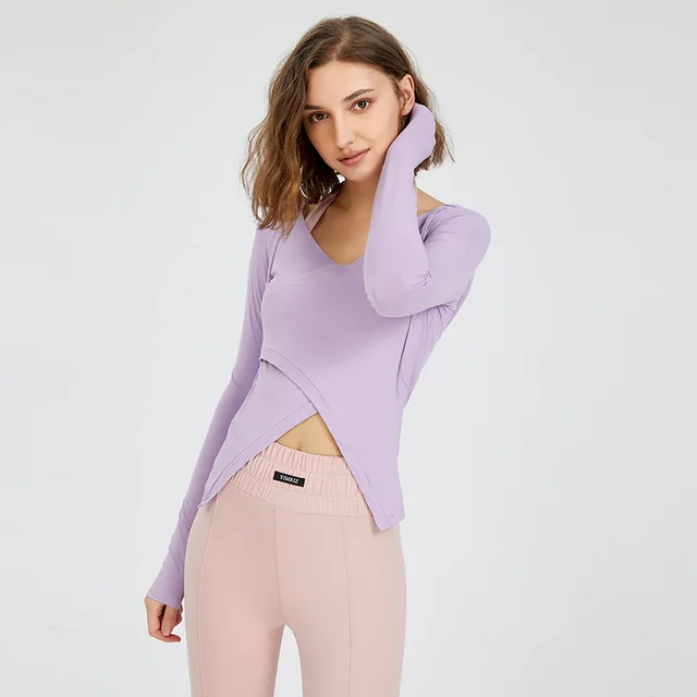 Sports Top Slim Long Sleeve Yoga Hooded Running Purple - Shop at LoveMi