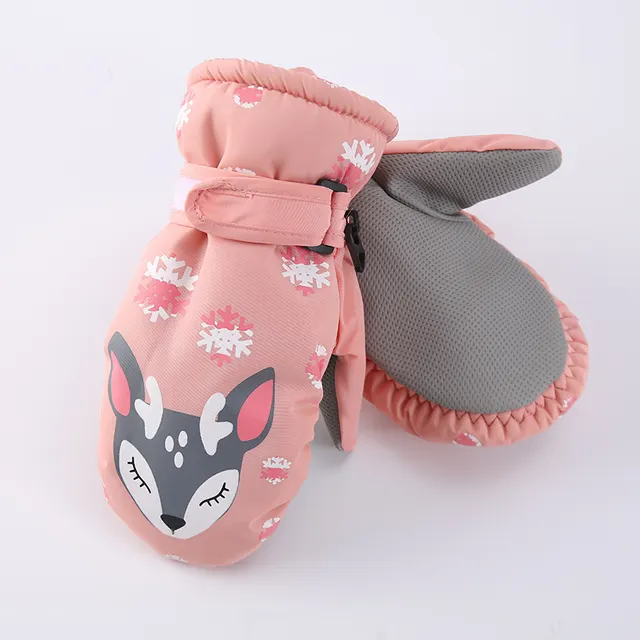 Cartoon Snowflake Deer Fever Gloves For Children Pink - Shop at LoveMi