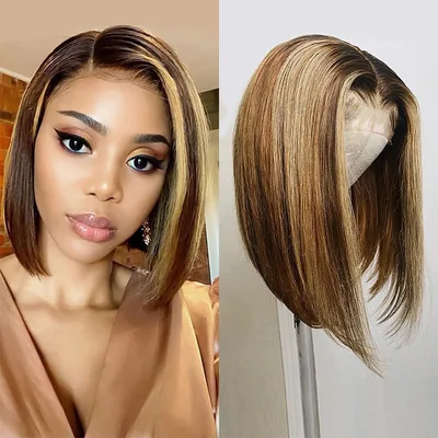 Piano Color Real Hair T Shaped Bob Headgear Piano Color - Shop at LoveMi