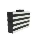 Acrylic Black And White Stripe Stitching Banquet Clutch - White