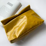 Leather Clutch Bag With Big Baguette Top Layer Leather - Yellow
