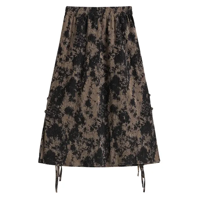 Retro Slit Skirt Women's High Waist Ink Color Mid length Ink Color - Shop at LoveMi