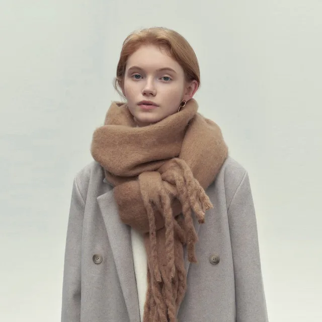 Fashionable Solid Color Versatile Soft And Warm Long Scarf Camel - Shop at LoveMi