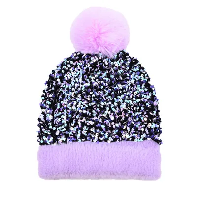 New Sequin Woolen Hat European And American Woolen Hat Purple - Shop at LoveMi