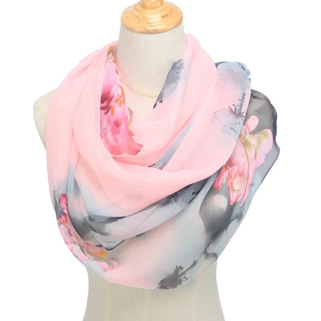 Printed Spring And Summer Sunscreen Thin Scarf Shawl Pink - Shop at LoveMi